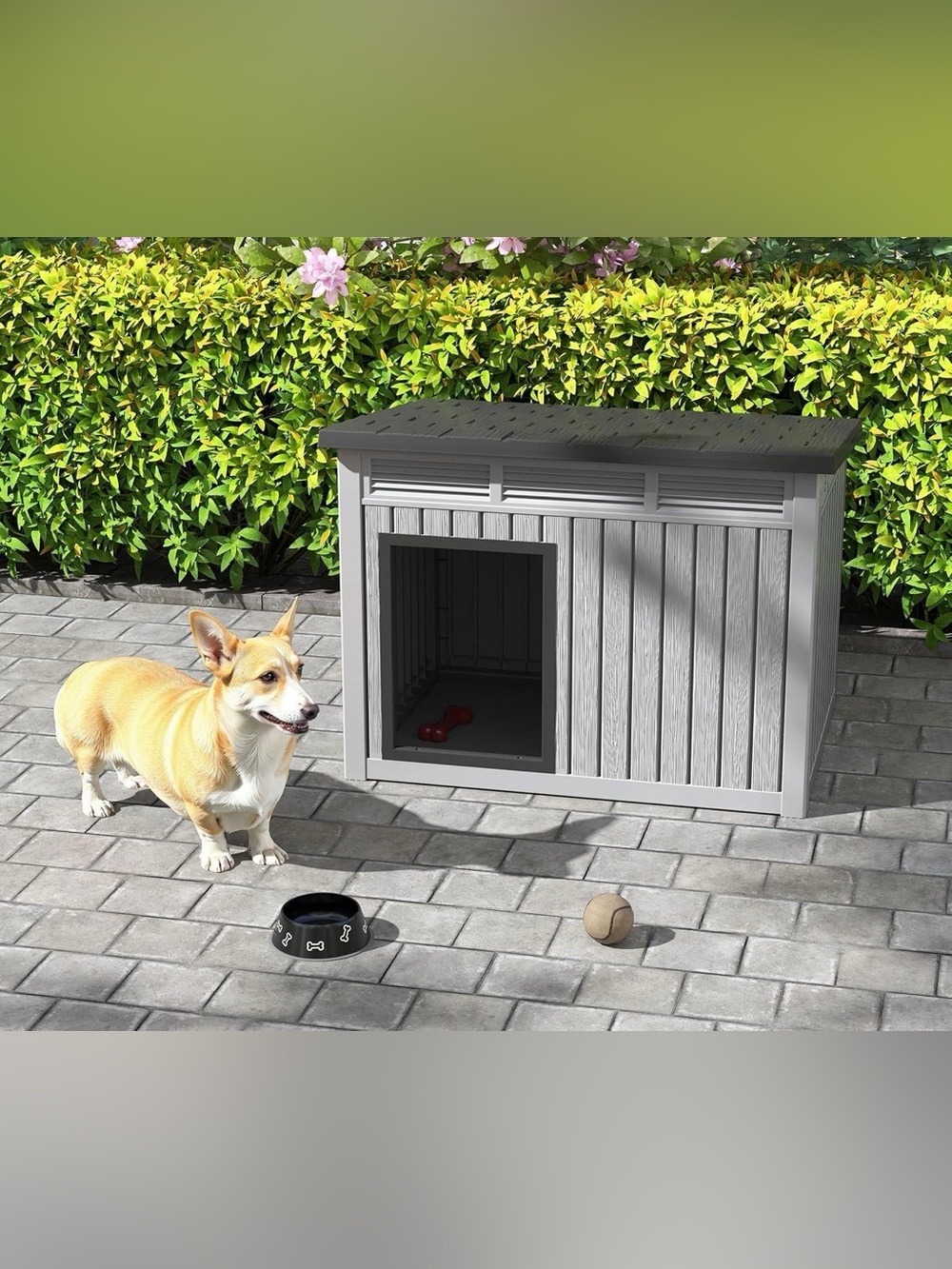 NEW-Outdoor/ Indoor Weatherproof PP Resin small Dog House Pet house